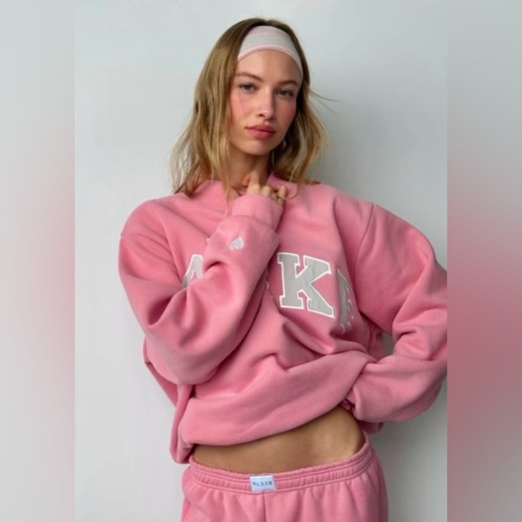 Parke SET Valentine's Varsity Mock neck in Blush + Lavender - Picture 2 of 10